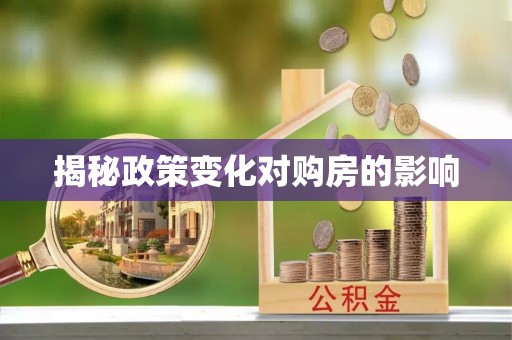武邑揭秘政策变化对购房的影响